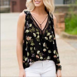Free People Floral Sleeveless Open Back Top